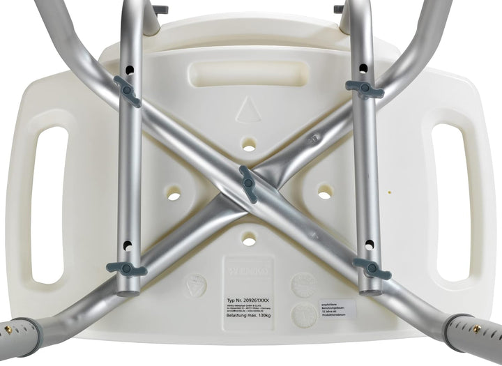 WENKO Badhocker mit Rückenlehne Secura Duschhocker Weiss 49 x 68,5 -85,5 x 54 cm Weiss, 49 x 68,5 -8
