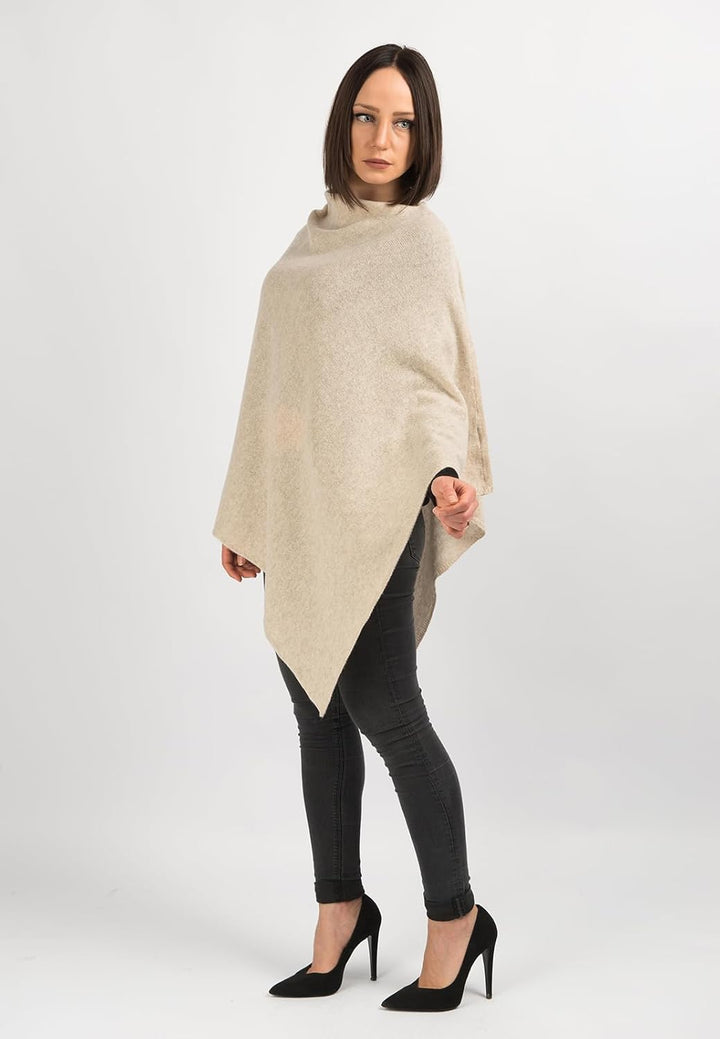 Dalle Piane Cashmere - Poncho aus 100% Kaschmir - Made in Italy - für Frau Einheitsgrösse Beige, Ein