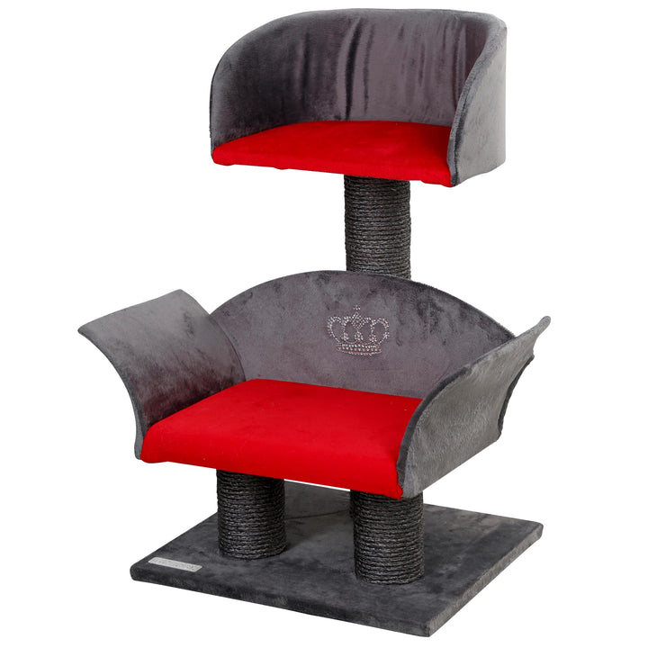 Kerbl 81548 Kratzbaum Lounge Deluxe, Höhe: 70 cm, grau/rot