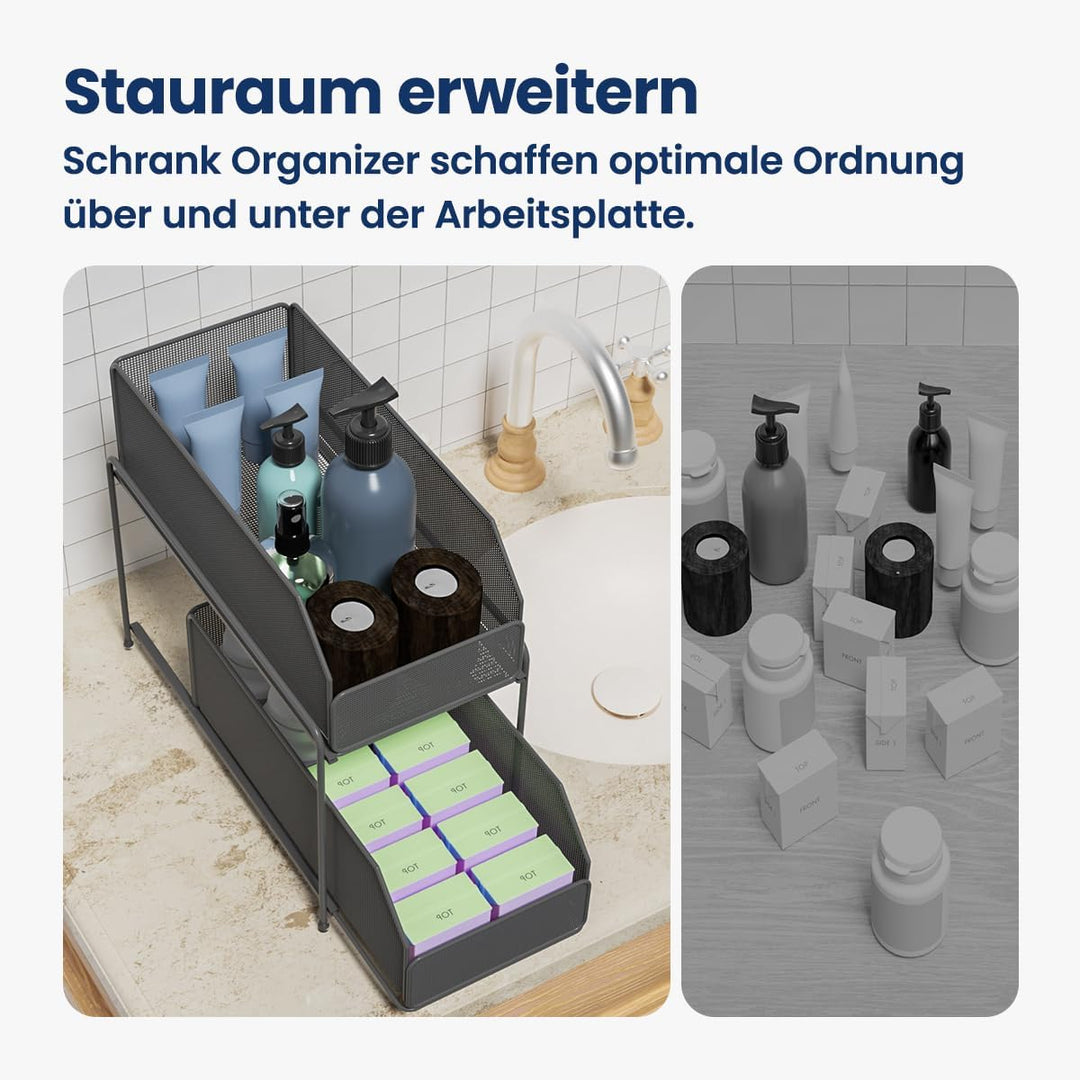 Heikoeco® Schrank Organizer, Gewürzregal, Baskets Organizer, 2-stöckiger Schrank-Organizer, untertei