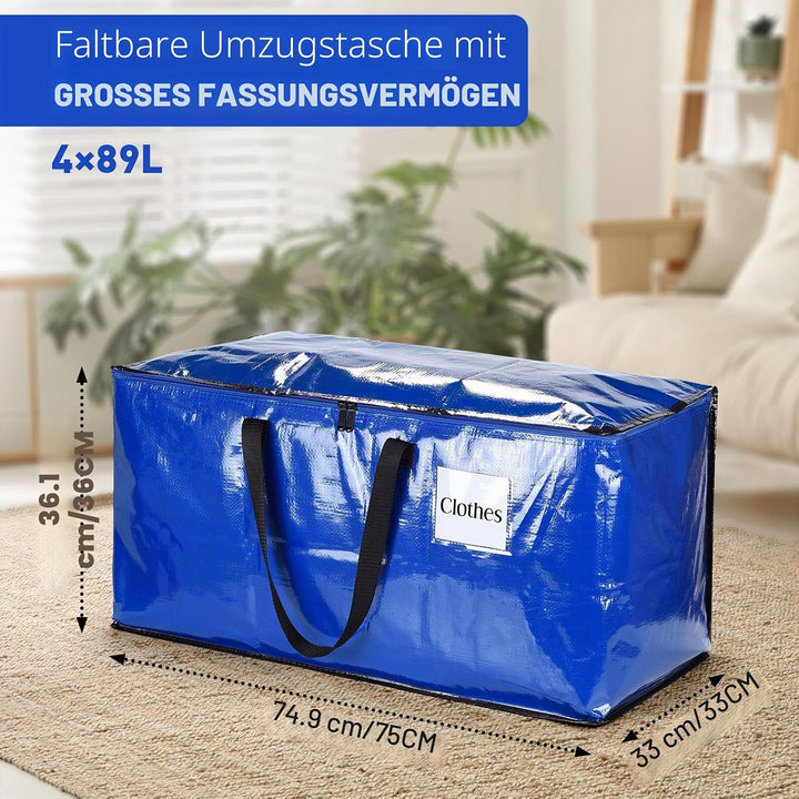 4er-Pack Extra Grosse, Strapazierfähige Aufbewahrungsboxen mit Deckeln, Grosse Starke Umzugskartons,
