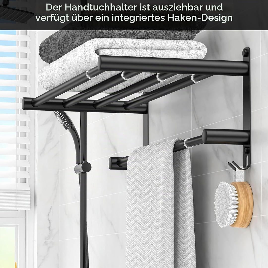 schwarz Dehnbare 17-30 Zoll Handtuchstange für Badezimmer Küche Handtuchhalter Geschirrtücher Aufhän