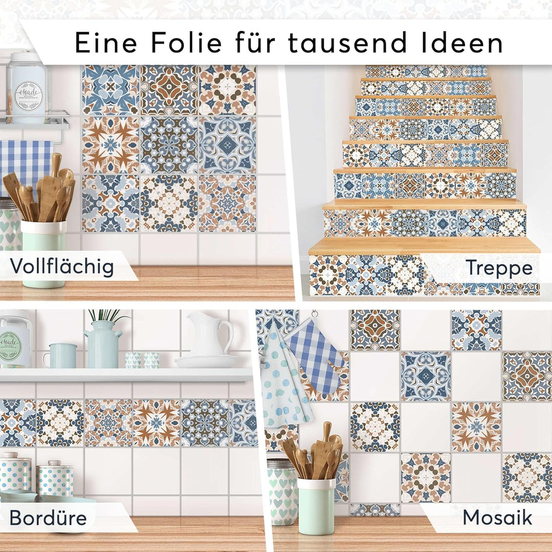 CREATISTO Klebefliesen Stickerfliesen Fliesenfolie - Klebe Folie für Wandfliesen I Klebefliesen Deko