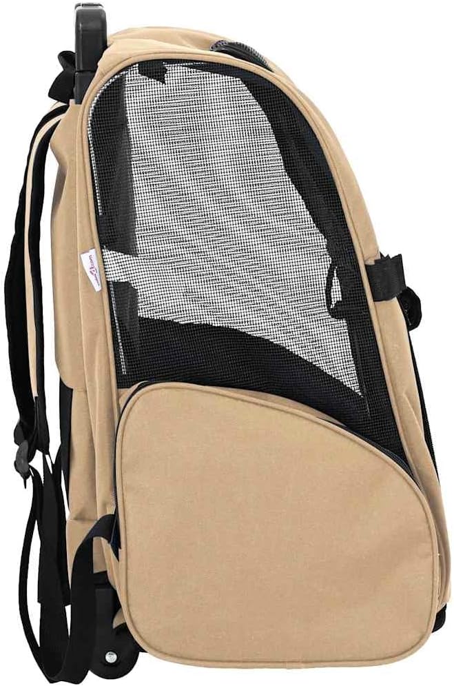vidaXL Trolley für Haustiere 3-in-1 Sandfarbe 48x32x(57-106) cm cm Oxford-Gewebe, Sandfarbe