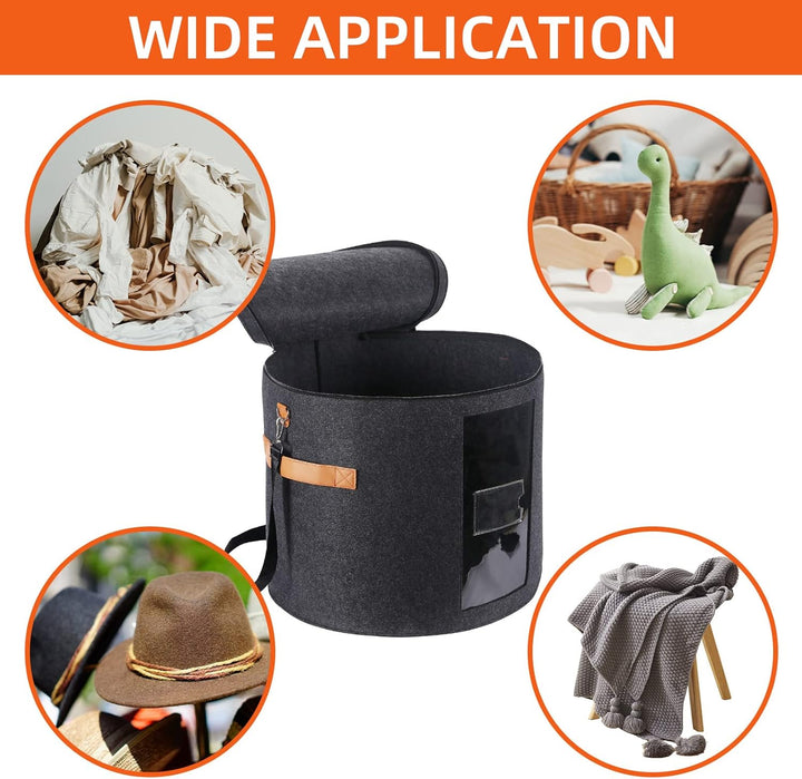 Ohiyoo Grosser Hutschachtel Rund mit Deckel 19'' Hut Aufbewahrungsboxen für Damen & Herren Grosse ru