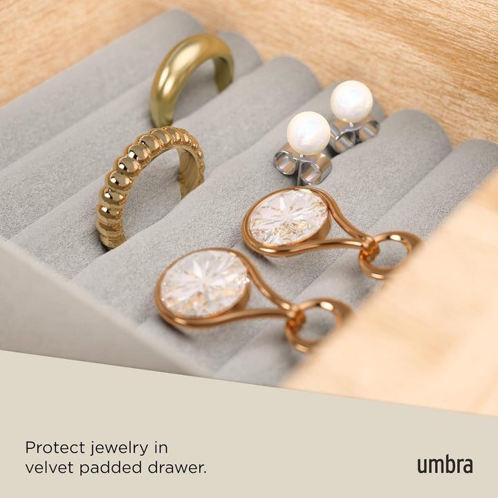 Umbra Stowit Design Schmuckkasten – moderne Schmuck Box mit Geheimfächern für Ringe, Armbänder, Uhre