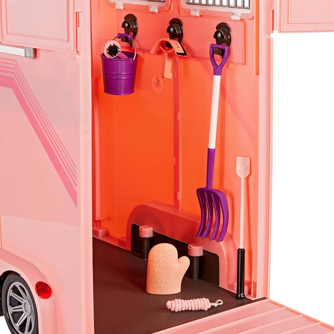 Our Generation - Mähnenattraktion Pferdeanhänger - Reitsport-Set - Pflegespielzeug - 46 cm Puppe Zub