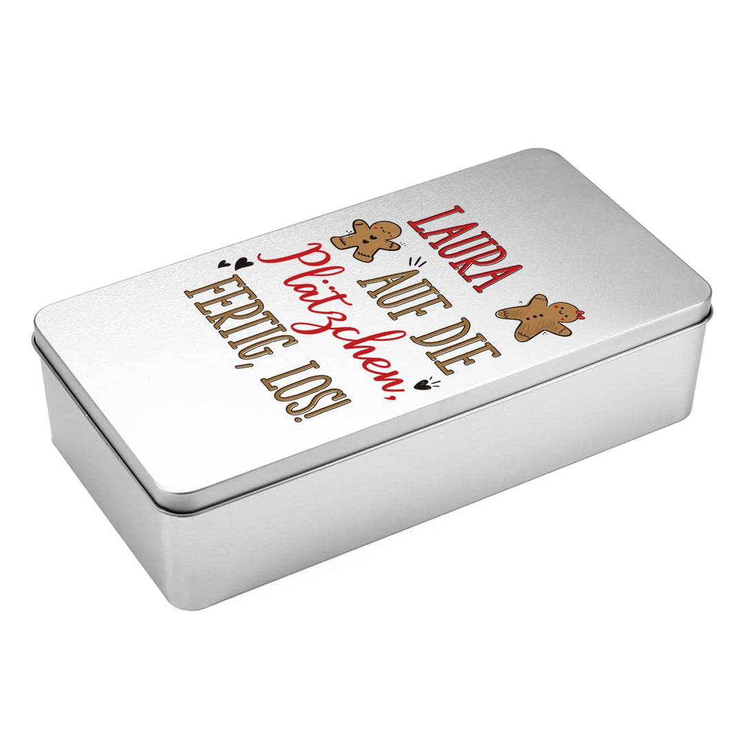 Herz & Heim® Blechdose als Geschenkverpackung für Stollen oder Plätzchen - 32,5 cm x 7,6 cm x 16 cm