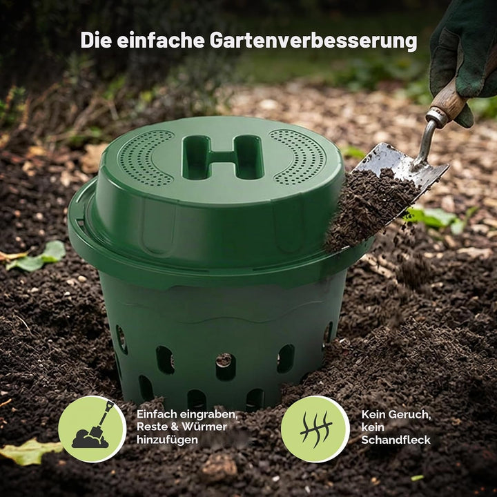 8L Unterirdisch Komposter Garten mit Deckel,PVC Wurmkomposter mit Belüftungslöcher,Organische Wurmki