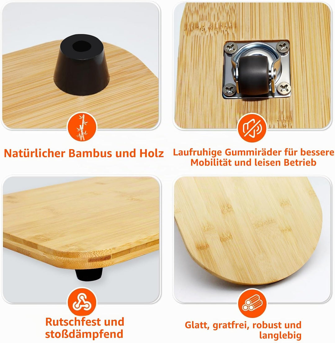 Gleitbrett für Thermomix TM7/TM6/TM5, Rollbrett aus Bambus mit 360° Rollen, Müheloses Verschieben oh