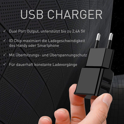 Wicked Chili 4 Stück Dual USB Ladegerät, Universal 90° Netzteil abgewinkelt für Handy, Watch, Powerb