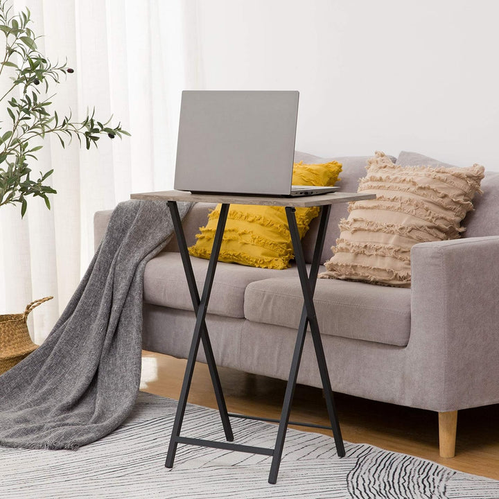 HOOBRO Beistelltisch, Klappbar Tablett Tisch, Sofatisch, TV Tray im Industriestil, Einfach Montierba