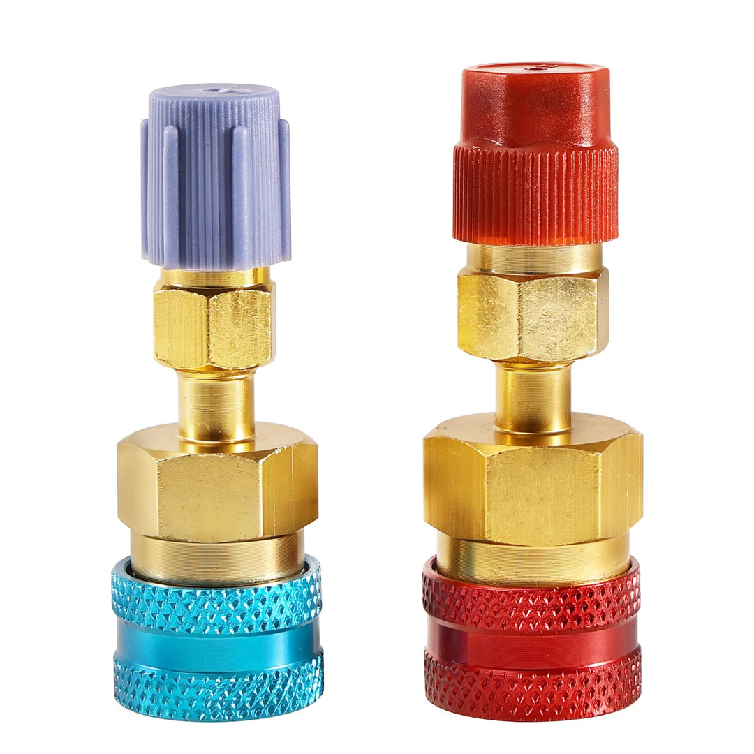 2 Stück R1234yf auf R134a Adapter, Kältemittel-Nachfüllsatz, Schnellkupplungs-Anschlussadapter, High