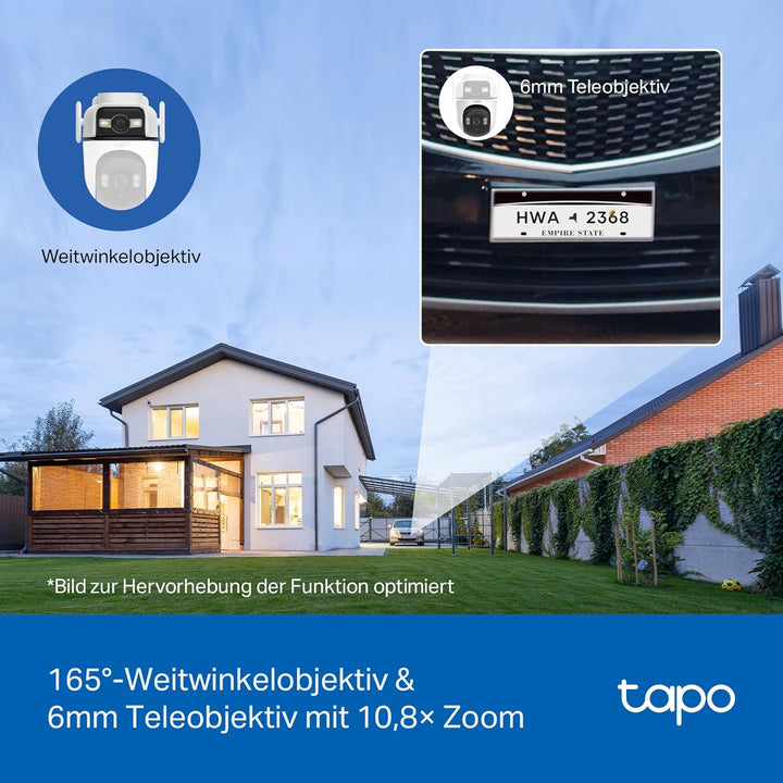 Tapo C545D Outdoor Überwachungskamera | 2K Dual-Objektiv | 165° Weitwinkel & 6mm Teleobjektiv | Smar