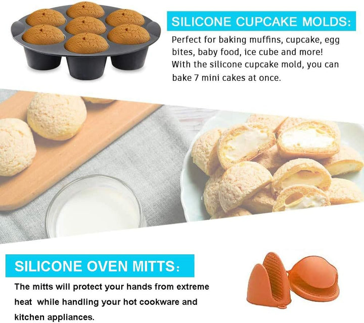 LooHome Zubehör für Heissluftfritteusen, 5 Sets für Gowise Phillips Cozyna, 7 Zoll Durchmesser für 3