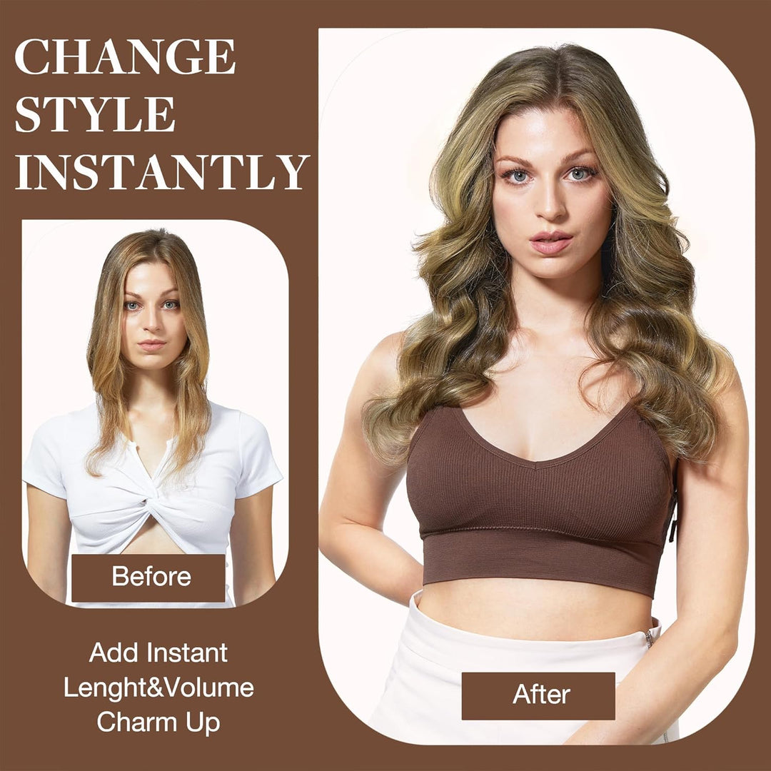 GOO GOO Clip in Extensions Echthaar, Echthaar Extensions Clip, 30cm 65g 7pcs, Clip In Haarverlängeru