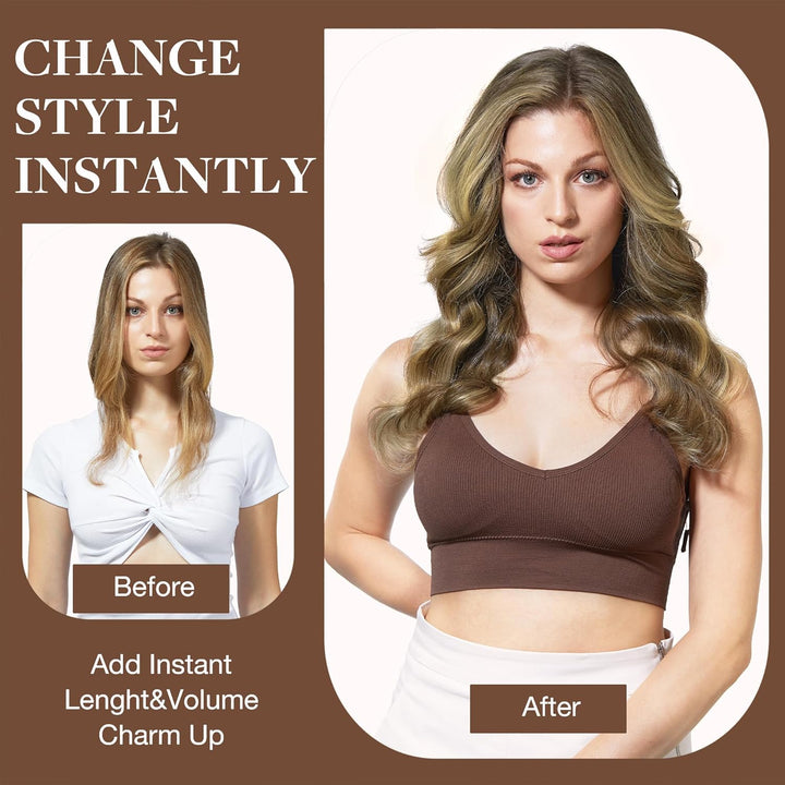 GOO GOO Clip in Extensions Echthaar, Echthaar Extensions Clip, 30cm 65g 7pcs, Clip In Haarverlängeru