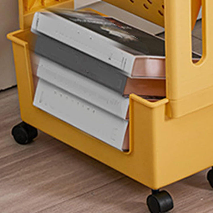 WINARA Abnehmbarer Mobiler Bücherregalwagen mit 5 Ebenen und Rollen, Bücherwagen mit 3 Flachen Regal