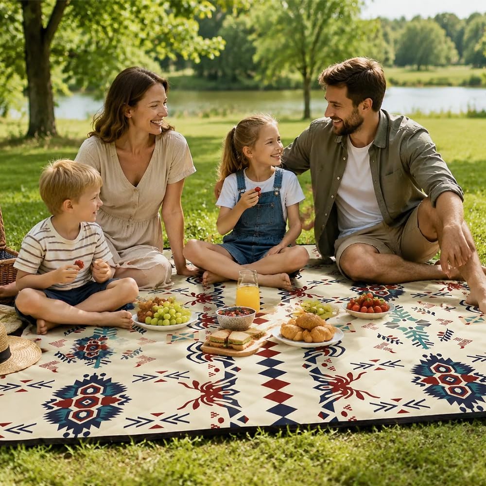Boho Picknickdecke Wasserdicht Picknickdecke 200x200, Stranddecke Sandfrei Tragbare Waschbar, Outdoo