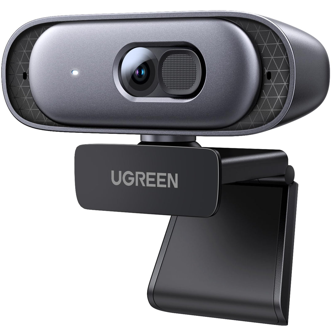 UGREEN Webcam 2K 30FPS Full HD, Webcam mit Dual Mikrofon, 91° Sichtfeld, Sichtschutz, Autofokus, Aut