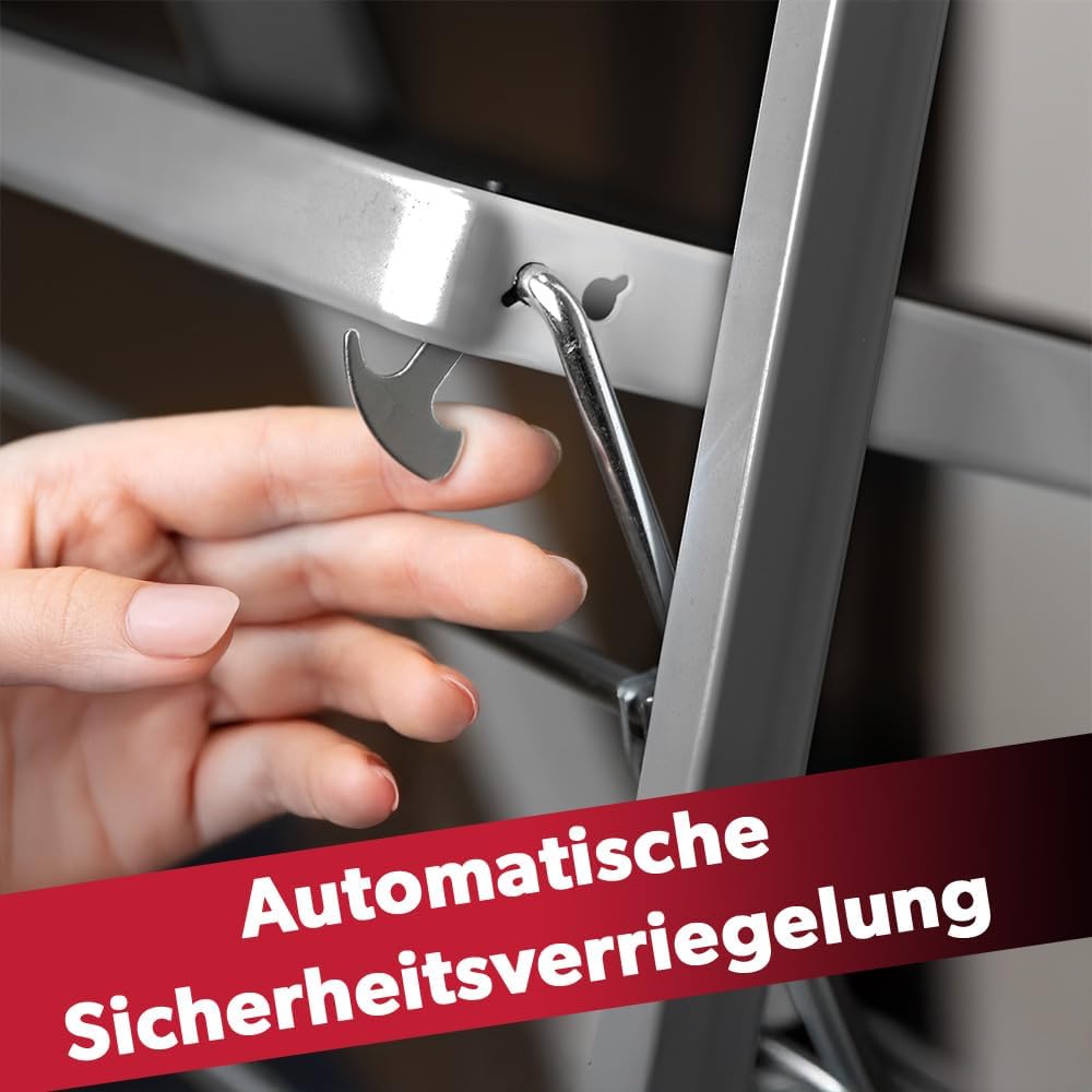siwitec Klapptritt aus Stahl mit 3 Stufen, anthrazit, kleine Leiter mit Anti-Rutschmatten, 150 kg Tr