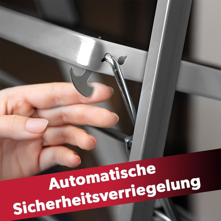 siwitec Klapptritt aus Stahl mit 3 Stufen, anthrazit, kleine Leiter mit Anti-Rutschmatten, 150 kg Tr