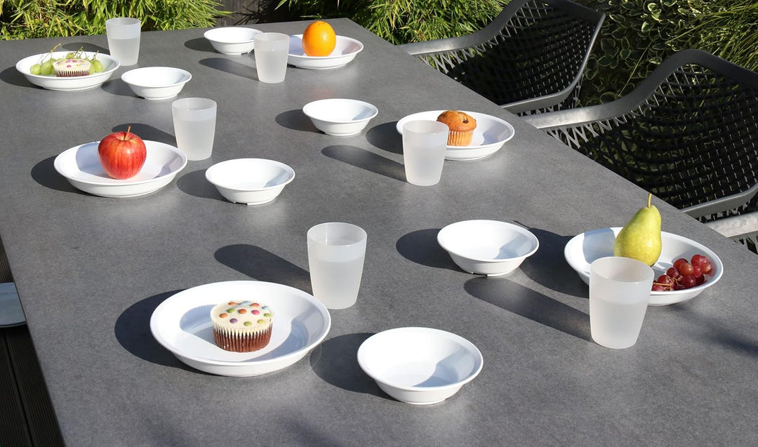 Gastro Plastikteller mehrweg 6 x 21 cm - weiss - bruchsicheres Teller Set, perfekt als Suppenteller