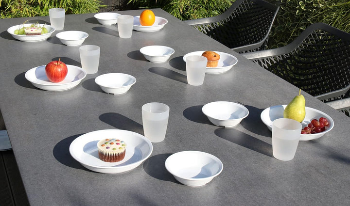 Gastro Plastikteller mehrweg 6 x 21 cm - weiss - bruchsicheres Teller Set, perfekt als Suppenteller