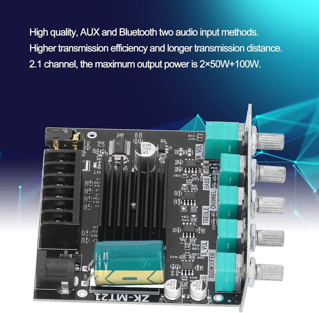 ZK-MT21 Bluetooth-Leistungsverstärkerplatine 2.1-Kanal-Verstärkermodul Audio-Leistungsverstärkerplat