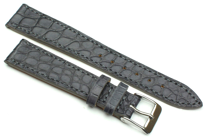18mm Echt Alligator Klassik handgemacht in Deutschland Uhrenarmband Grau
