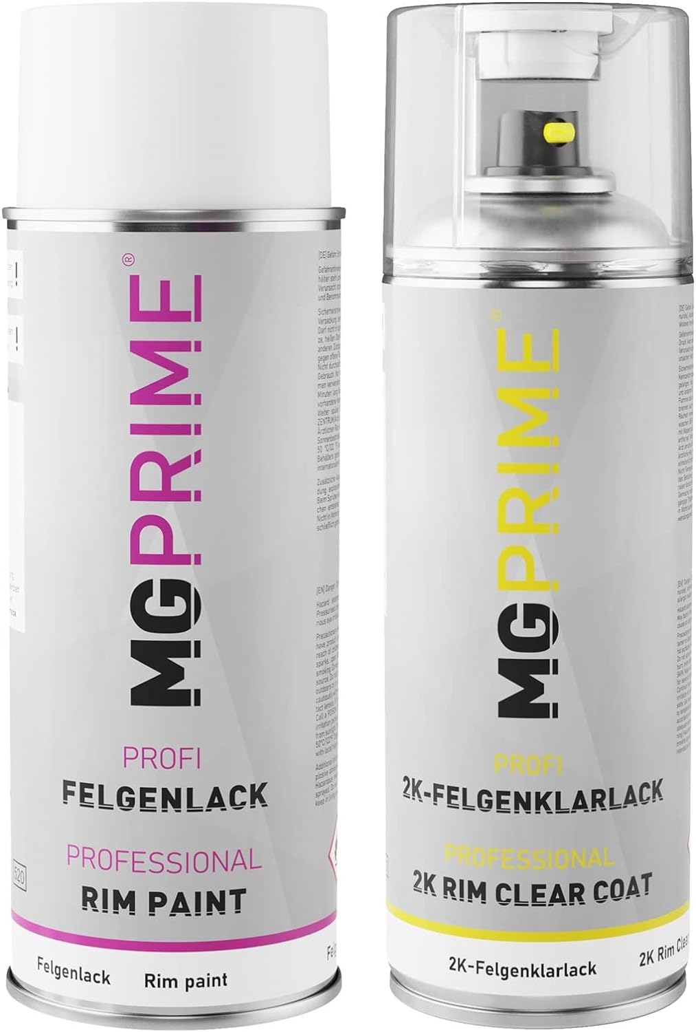 MG PRIME 2K Premium Felgenlack Set in Silber Metallic glänzend Acryllack Felgenklarlack Sprühdose Sp