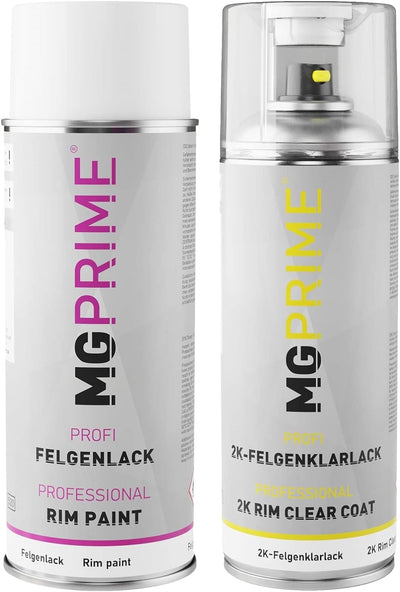 MG PRIME 2K Premium Felgenlack Set in Silber Metallic glänzend Acryllack Felgenklarlack Sprühdose Sp