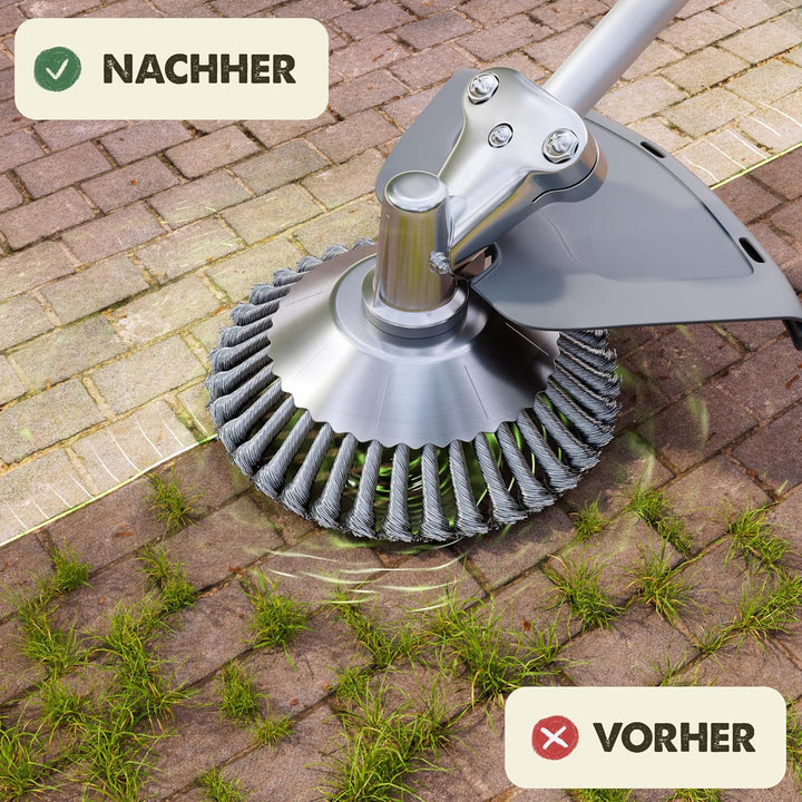 LAINFELD Unkrautbürste für Freischneider & Motorsense | Universelle Passform inkl. Adapter | Unkraut