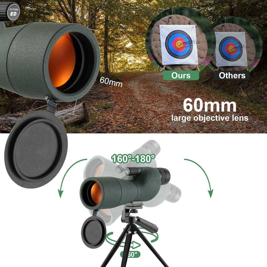 Spektiv mit Stativ, Spektive Sportschützen, HD FMC Wasserdicht Spektive mit Tragetasche Smartphone A