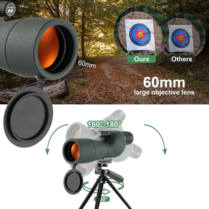 Spektiv mit Stativ, Spektive Sportschützen, HD FMC Wasserdicht Spektive mit Tragetasche Smartphone A