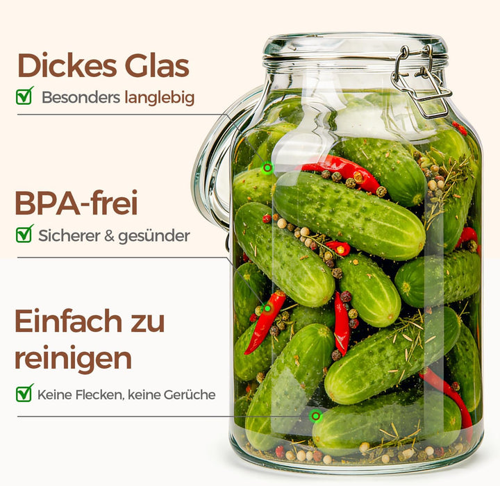 ComSaf 2er-Set Glasbehälter à 4l mit Deckeln 4100ml 4100ml*2, 4100ml x 2 Stück