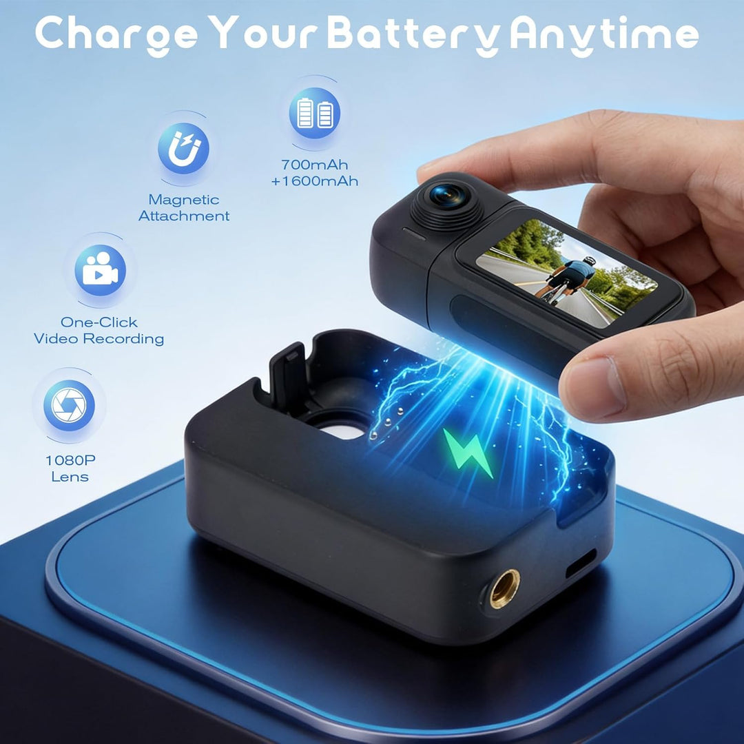360° Action Cam mit Touchscreen & 8-Stunden-Akku, Wasserdicht bis 30M mit Gehäuse, 120° Weitwinkel P