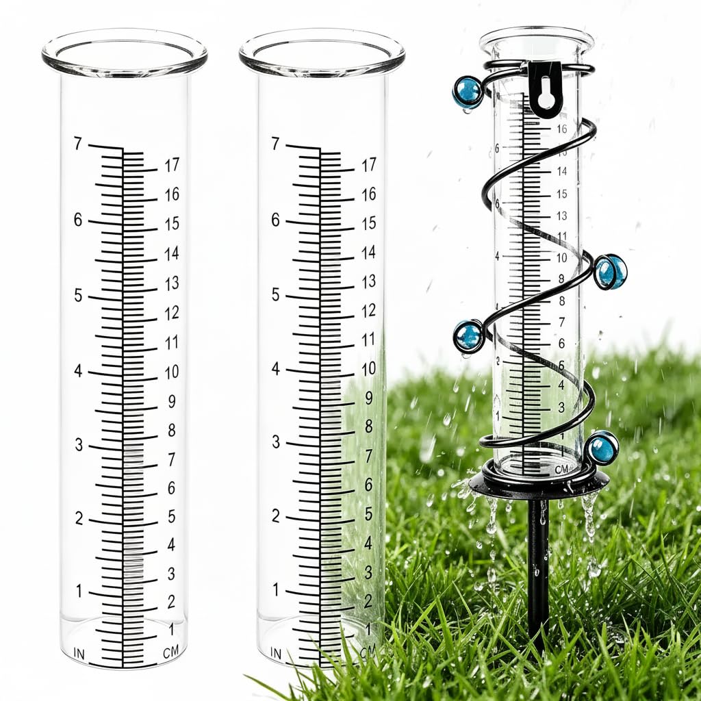 DOITOOL 2 Stück Regenmesser Ersatzglas - 21x5,6cm Frostsicher Borosilikat Glas Messzylinder - Klares
