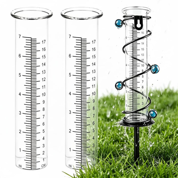 Angoily 2 Stück Regenmesser aus Glas Graduierter Messzylinder aus Borosilikat Präzises Regenmessgerä