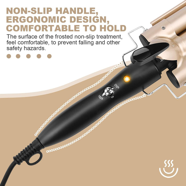 Welleneisen für Haare,lockenstab mit 3 Fässer stäben mit einstellbarer Temperatur,Welleneisen Locken