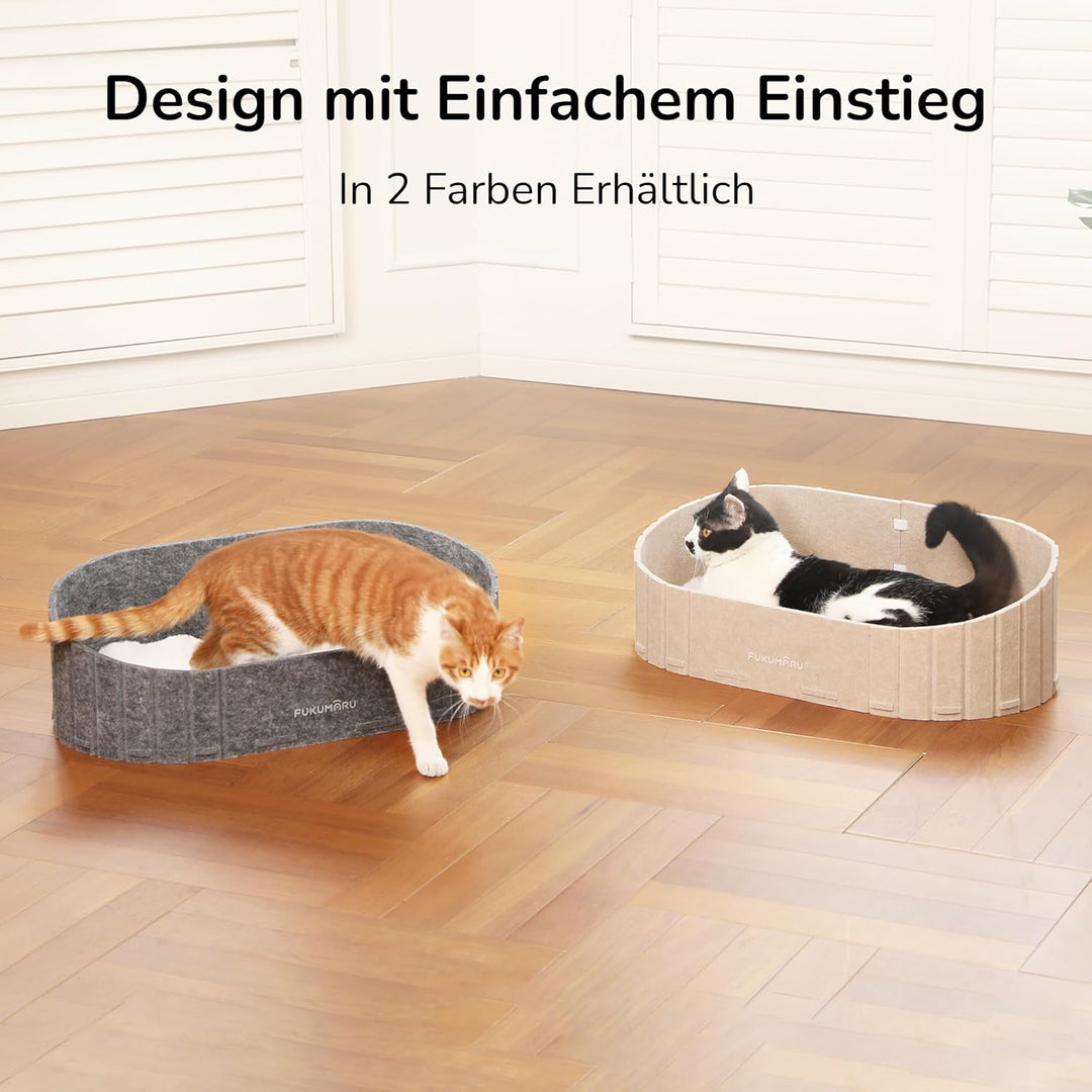 FUKUMARU Katzenbett, 61 cm grosses Katzen-Couchbett mit gemütlichem Kunstkaninchenfell-Kissen, Filz-