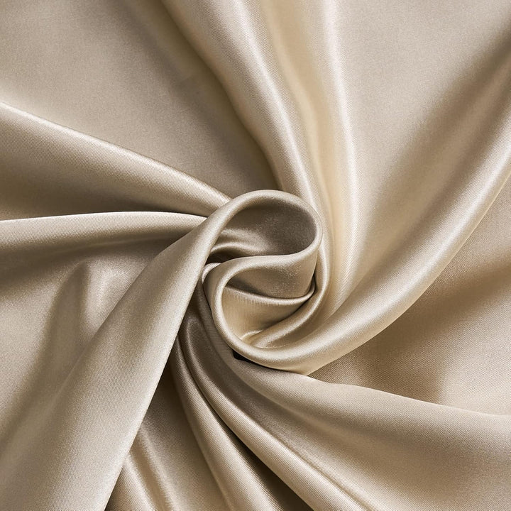 YASMENG Satin Bettwäsche 135x200 4teilig Beige Grau Dunkelgrau Bettbezug Set Einfarbig Deckenbezug M