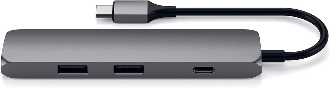SATECHI Slim Type-C Multi-Port Adapter mit USB-C Pass-Through, 4K HDMI, USB 3.0 - Für M2/ M1 MacBook
