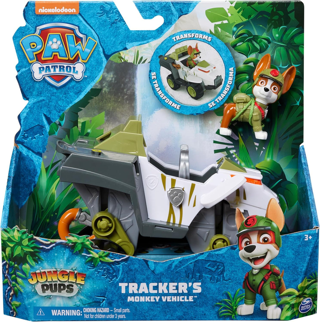 PAW PATROL Jungle Pups - Affen-Fahrzeug mit Tracker-Figur (Basis Fahrzeug), Spielzeug für Kinder ab