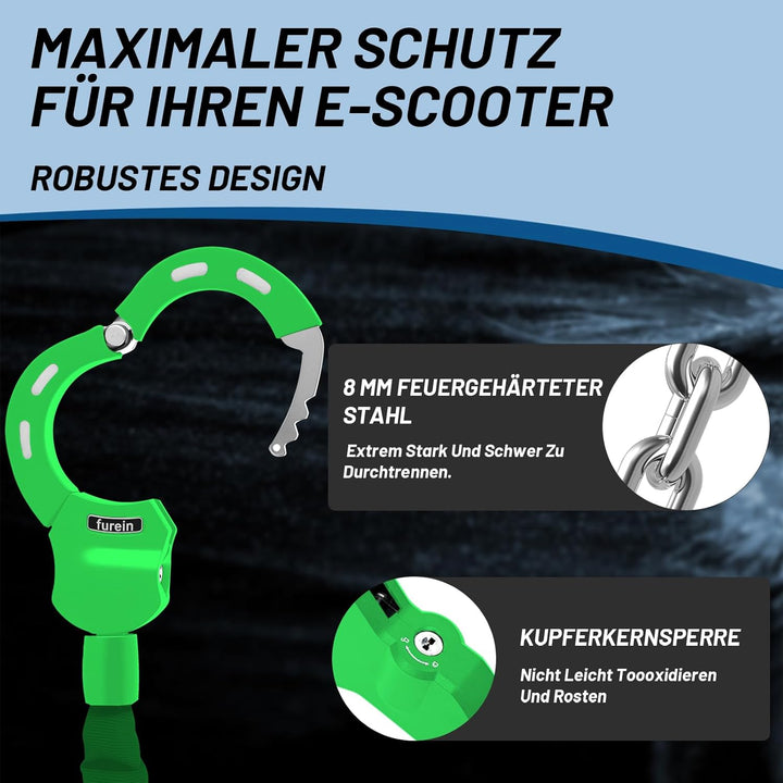 Schloss für E Scooter 8mm,Handschellenschloss,Fahrradschloss Schlüssel,Silikonschutz Gegen Kratzer S