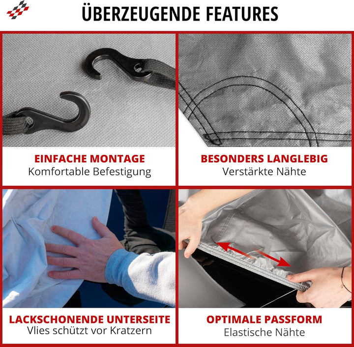 Walser Abdeckplane Auto All Weather, Wasserdicht, Wetterfest, Autoabdeckung Outdoor, Halbgarage Grös