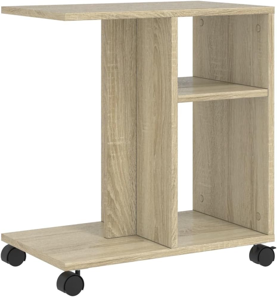 vidaXL Beistelltisch mit Rollen, Sofatisch mit Stauraum, Couchtisch für Schlafzimmer Wohnzimmer, Nac