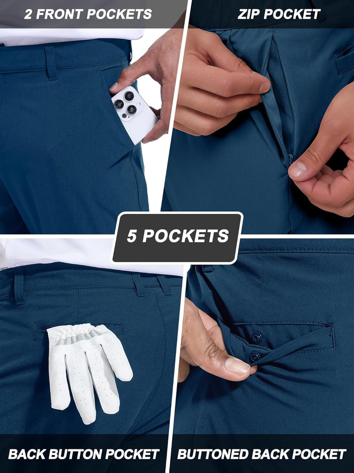 Holure Herren Golf Hosen wasserdichte Slim Fit Golf Hosen Leichte Stretch Outdoor Hosen mit Taschen