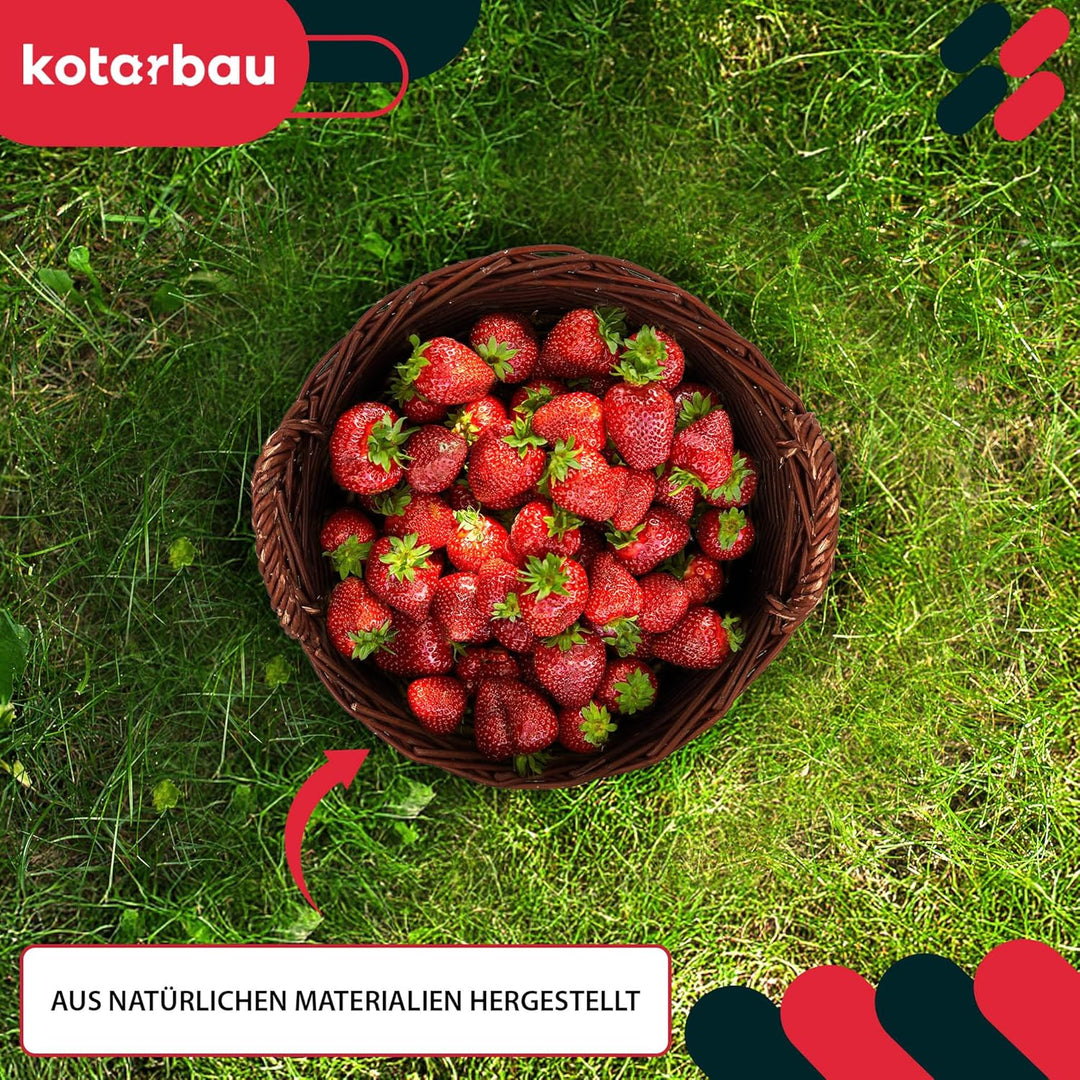 KOTARBAU® Weidenkorb mit Griffen - ø 35 cm - Blumen Korb - Aufbewahrung von Spielzeug - Holzkorb für