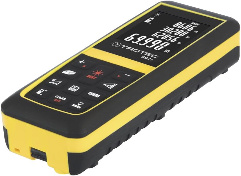 TROTEC Laser Entfernungsmesser BD21 – Digitales Messgerät Entfernung – Reichweite bis 70 m, 90°-Neig